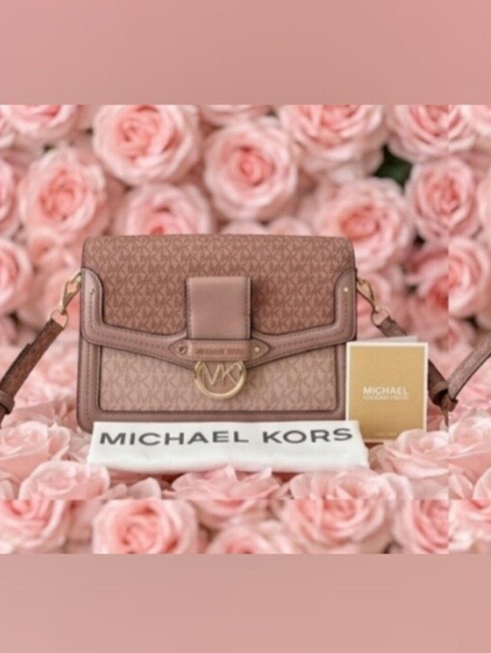 Michael Kors Pink/Mauve Sign. Leather Crossbody/Shoulder Bag. Authentic & Rare